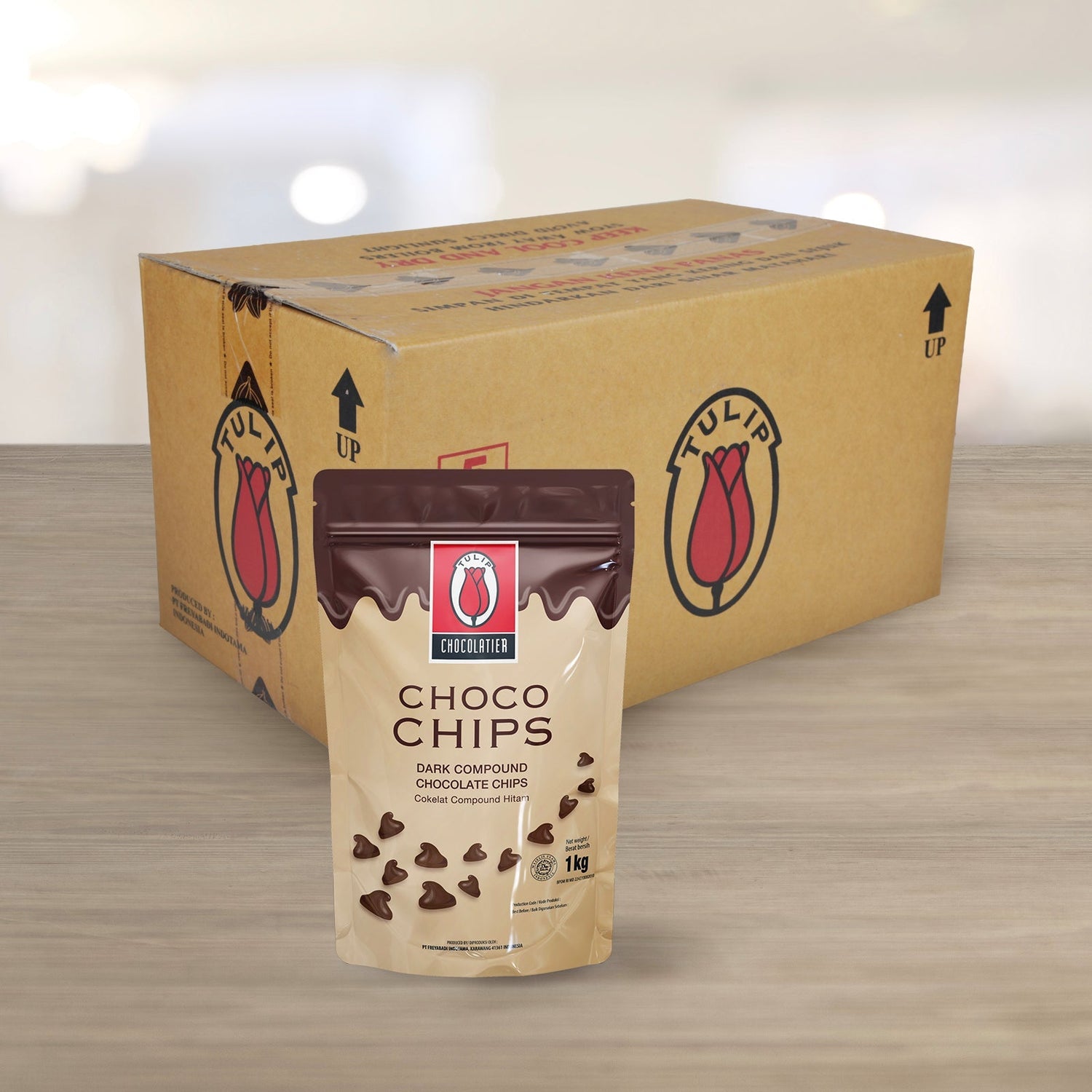 KioskCokelat.com - Tulip Chocolatier Cokelat Chip Compound 1.0 kg - 8994592014038carton - 6