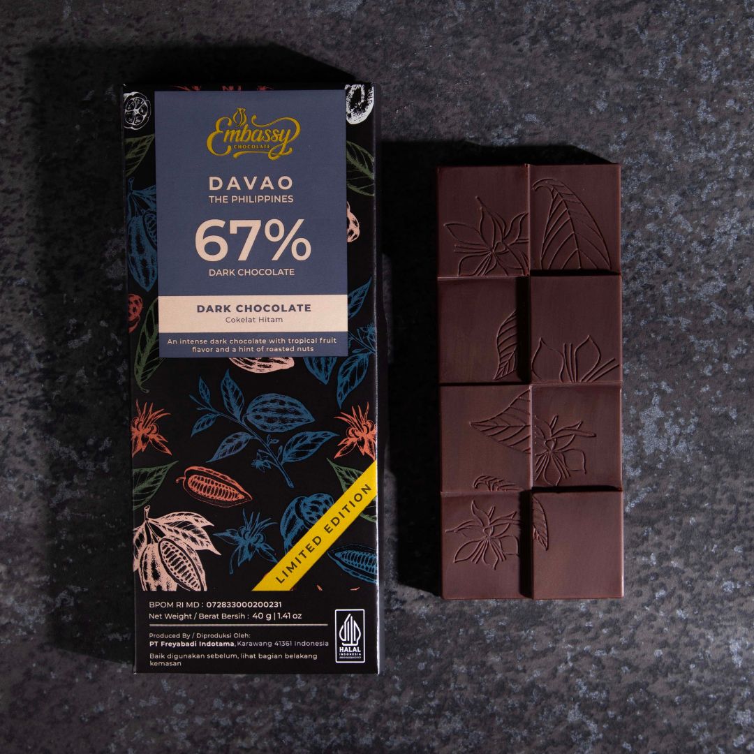 Limited Edition: Embassy Davao single origin ready to eat dark couverture chocolate bar