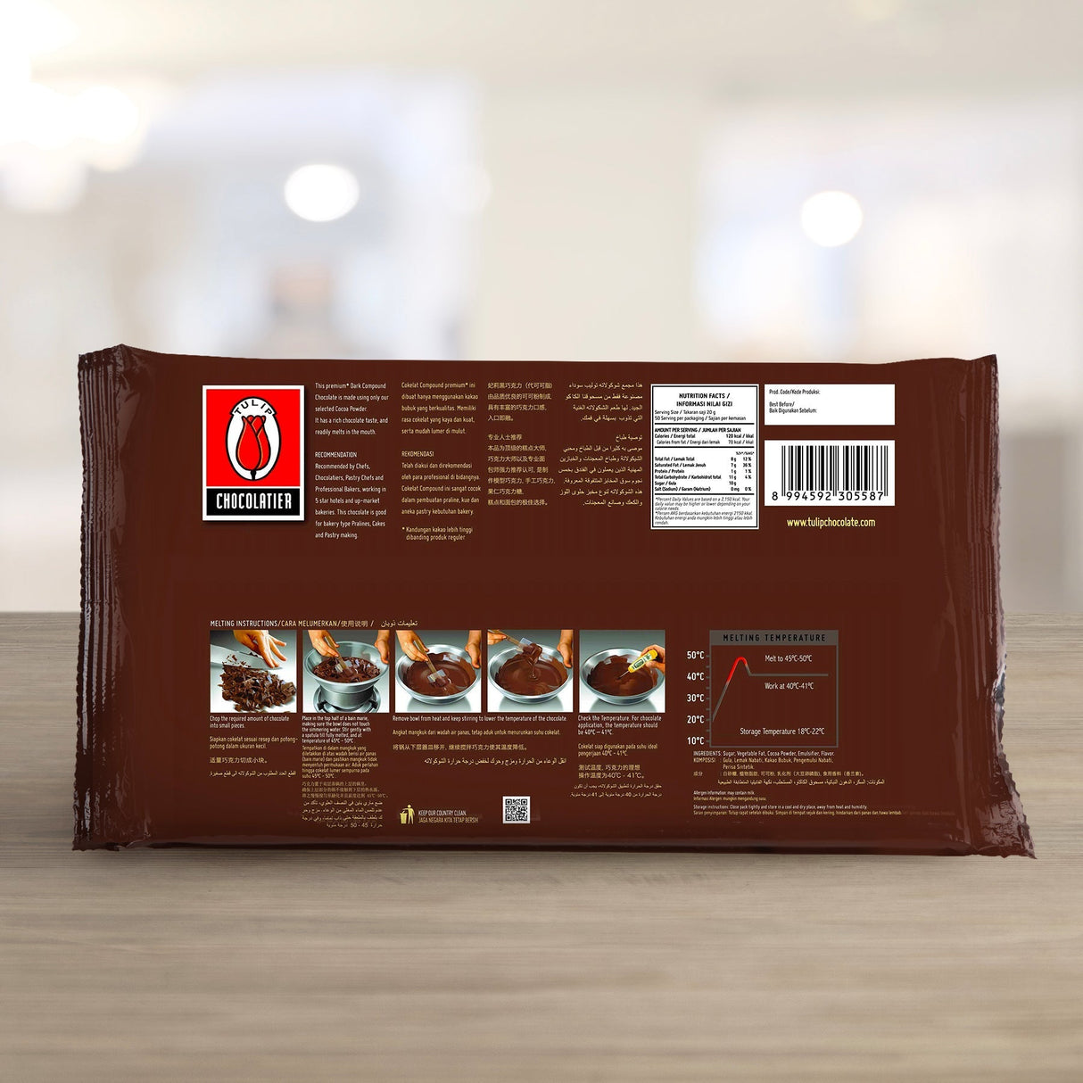 KioskCokelat.com - Tulip Chocolatier Coklat Hitam Compound Dark merk Tulip - 8994592305587 - 8